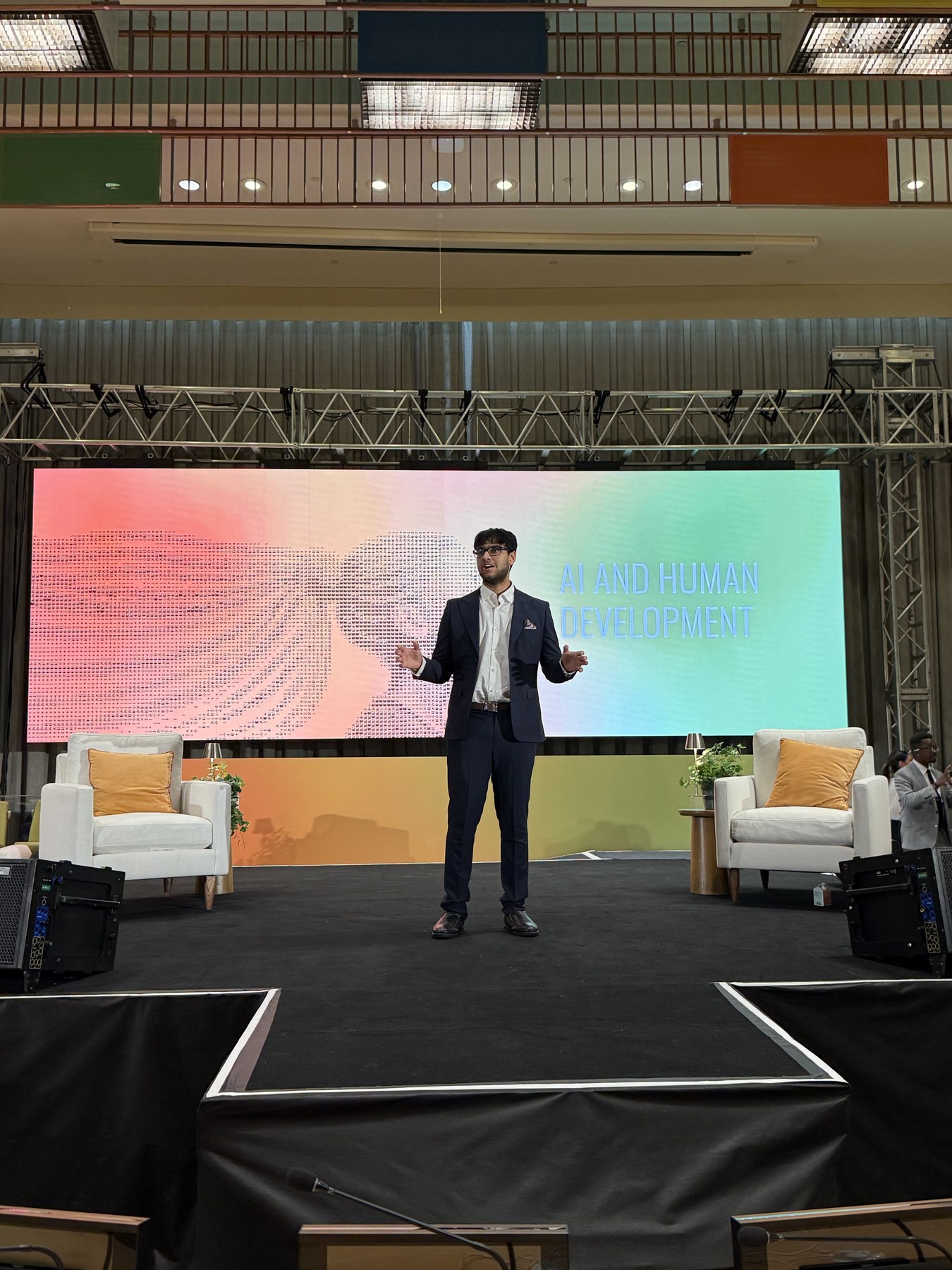 Rhythm Bazari on the AI and Human Development stage at United Nations Headquarters